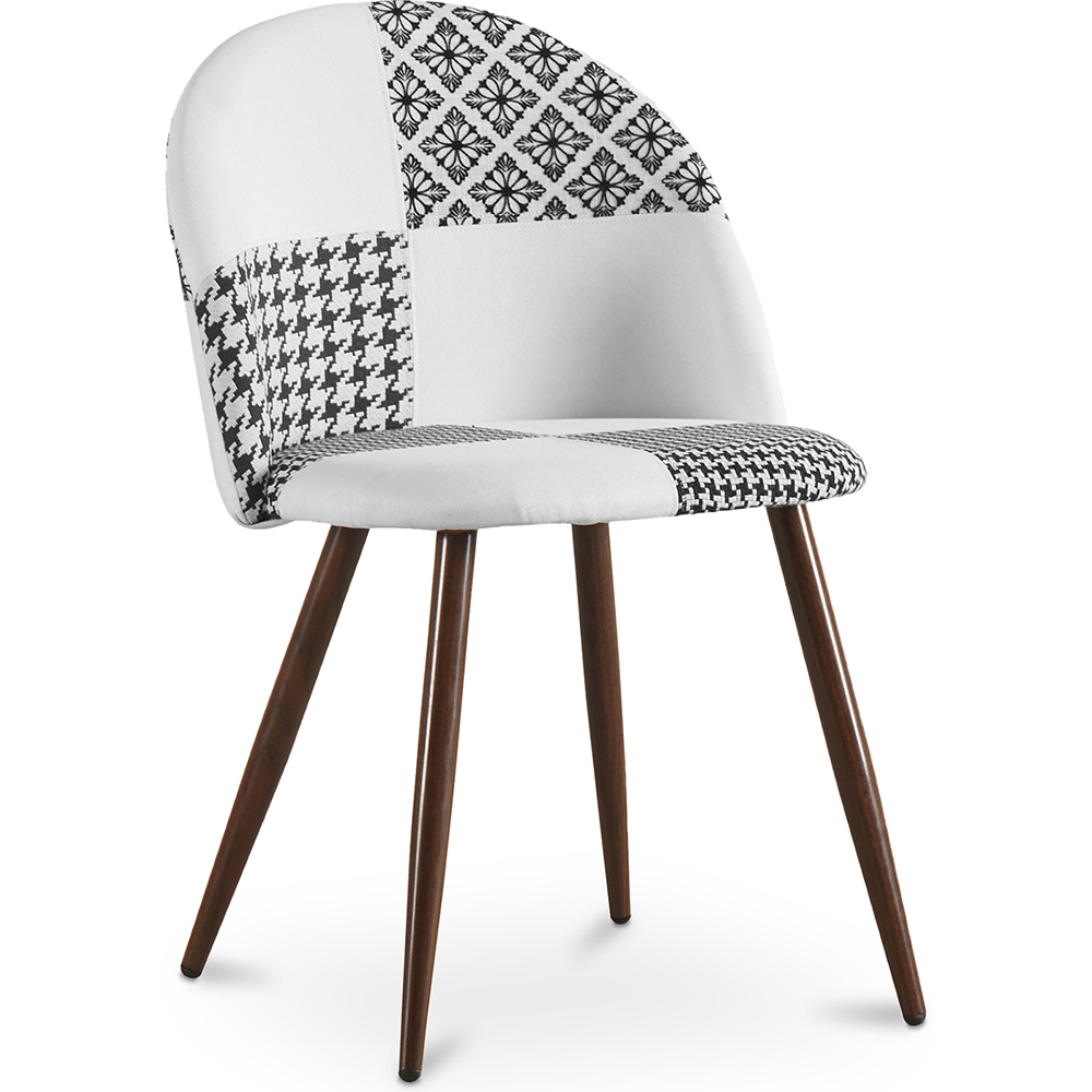  Buy Dining Chair Accent Patchwork Upholstered Scandi Retro Design Dark Wooden Legs - Evelyne Sam White / Black 59942 - in the EU