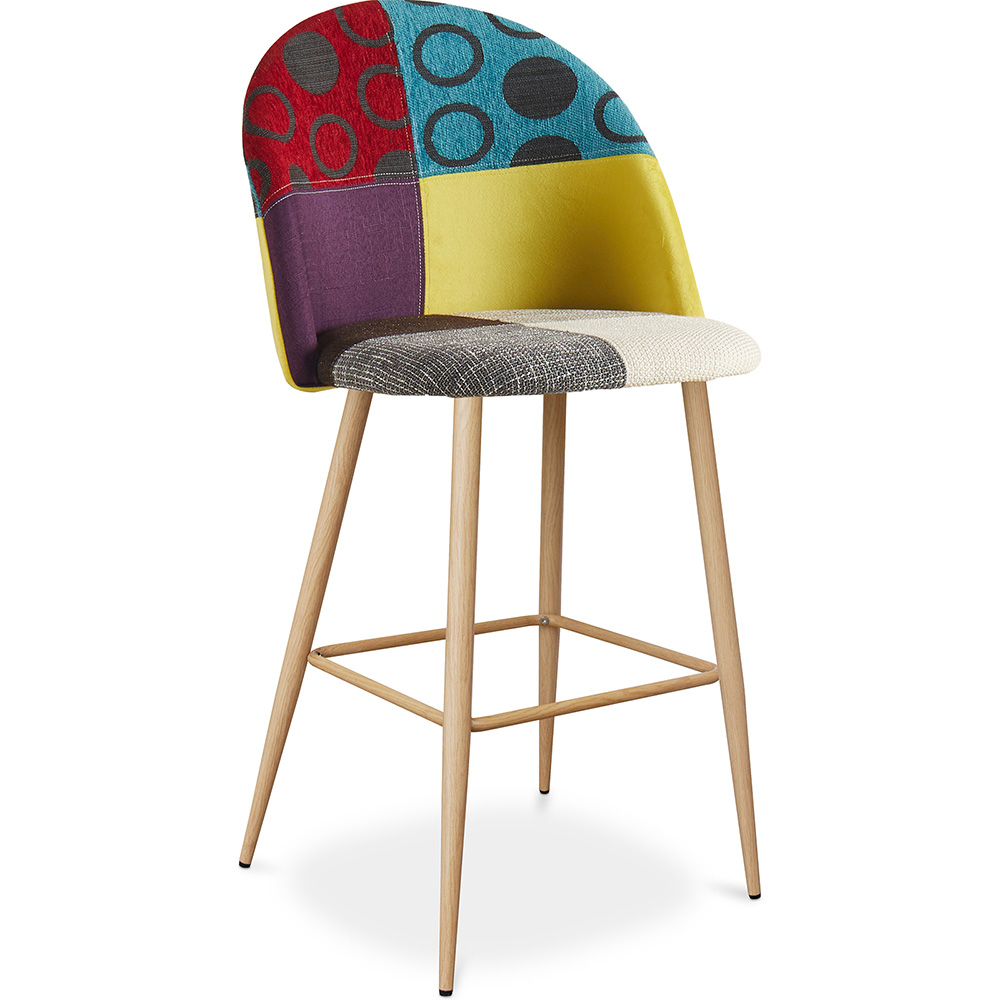  Buy Patchwork Upholstered Bar Stool Scandinavian Design with Metal Legs - Evelyne Ray Multicolour 59945 - in the EU