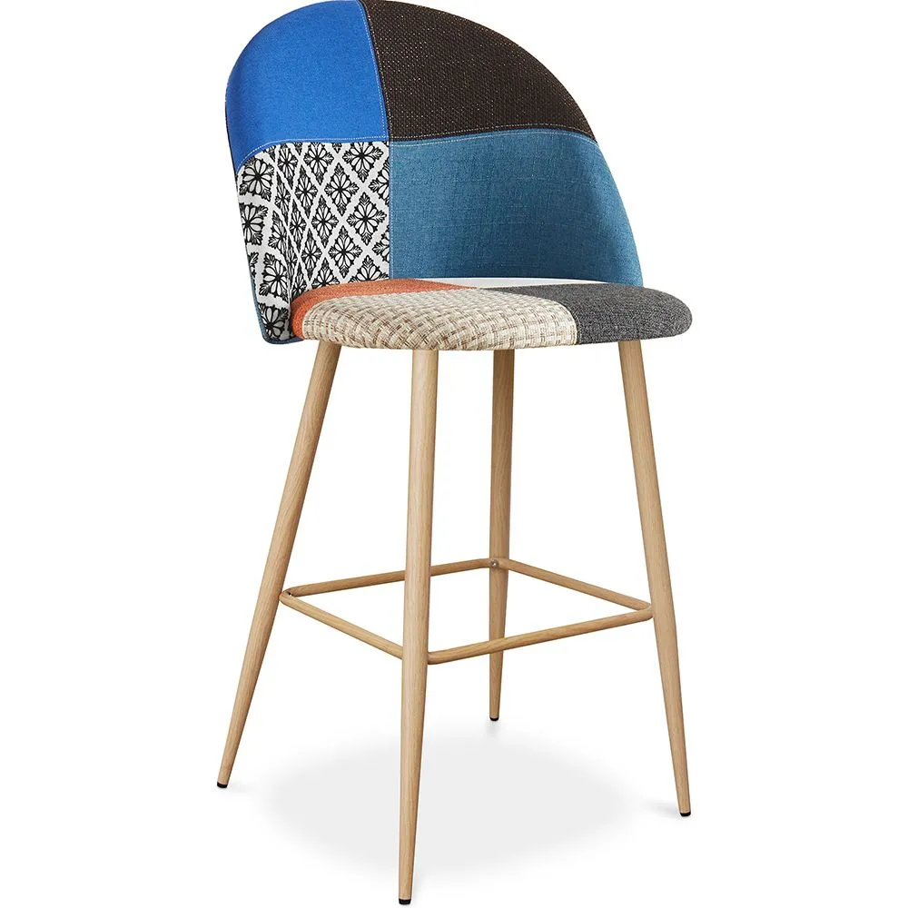 Patchwork Upholstered Stool - Scandinavian Style - Evelyne image 8