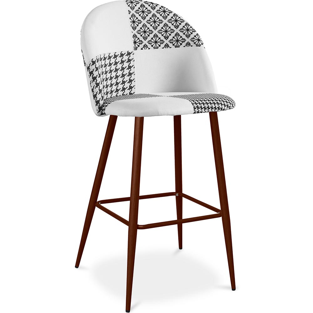  Buy Patchwork Upholstered Stool - Scandinavian Style - Black and White - Evelyne White / Black 59952 - in the EU