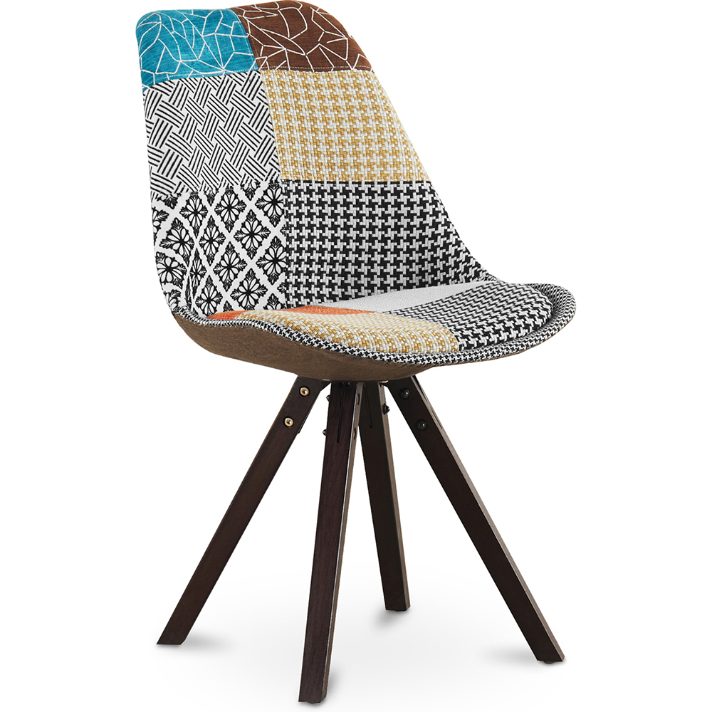  Buy Dining Chair Denisse Upholstered Scandi Design Dark Wooden Legs Premium - Patchwork Patty Multicolour 59955 - in the EU