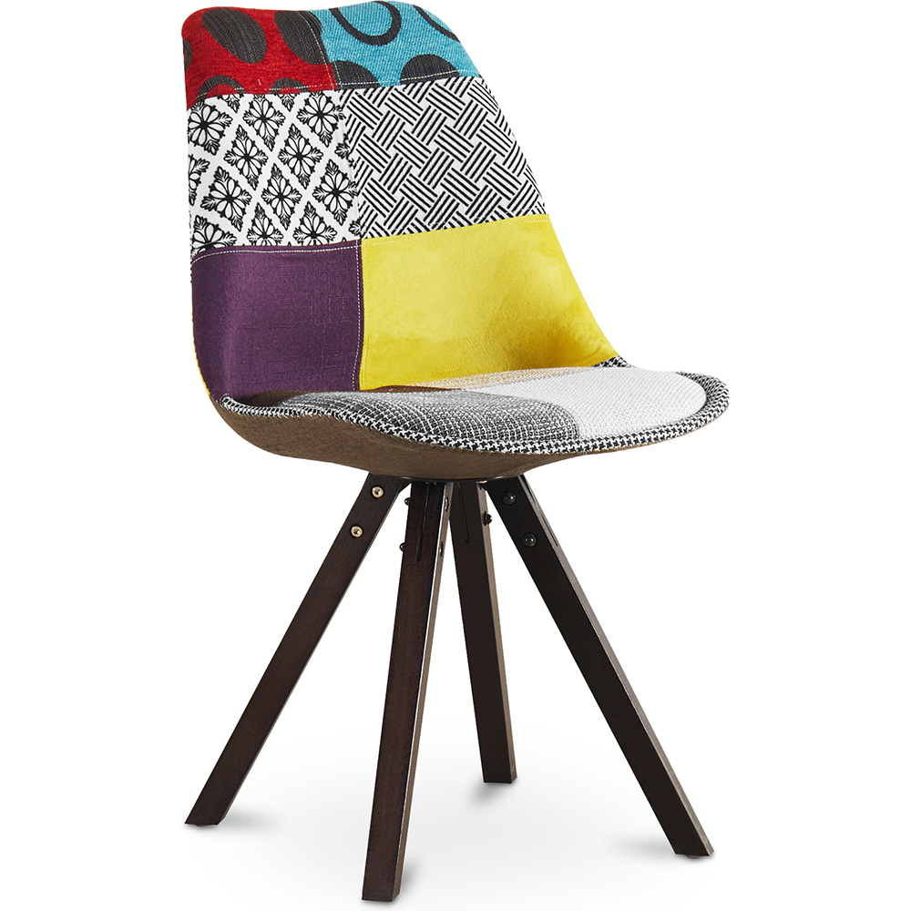  Buy Dining Chair Denisse Upholstered Scandi Design Dark Wooden Legs Premium - Patchwork Ray Multicolour 59957 - in the EU