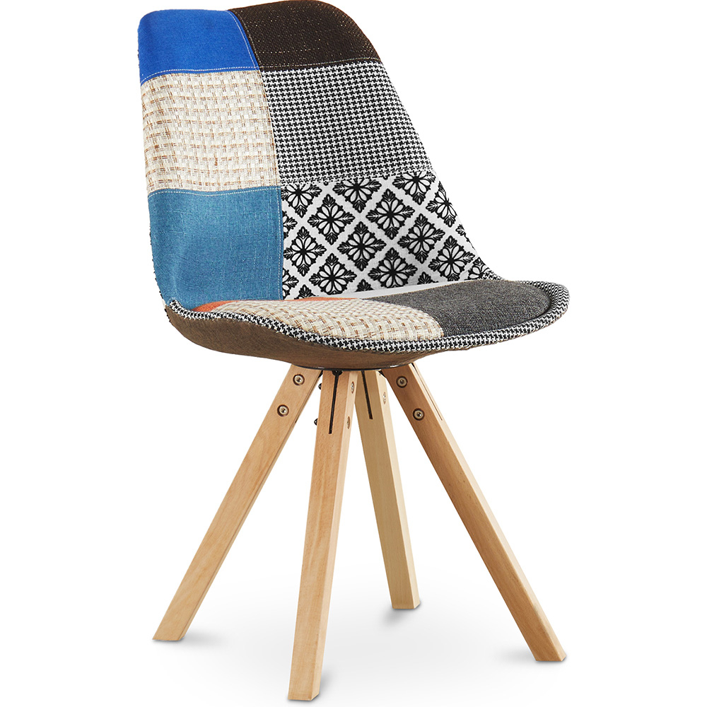  Buy Dining Chair Denisse Upholstered Scandi Design Wooden Legs Premium - Patchwork Pixi Multicolour 59963 - in the EU