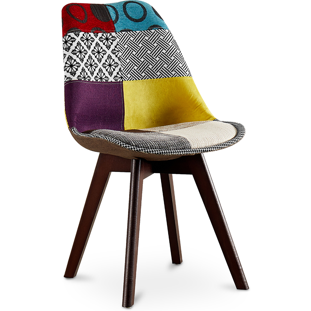  Buy Dining Chair Denisse Upholstered Scandi Design Dark Wooden Legs Premium New Edition - Patchwork Ray Multicolour 59967 - in the EU