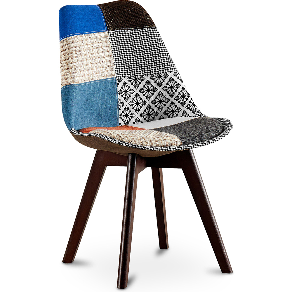  Buy Dining Chair Denisse Upholstered Scandi Design Dark Wooden Legs Premium New Edition - Patchwork Pixi Multicolour 59968 - in the EU