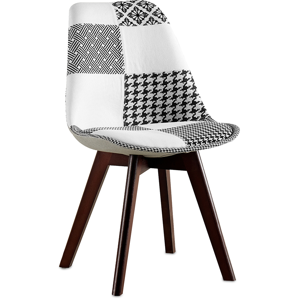  Buy Dining Chair Denisse Upholstered Scandi Design Dark Wooden Legs Premium New Edition - Patchwork Sam White / Black 59969 - in the EU