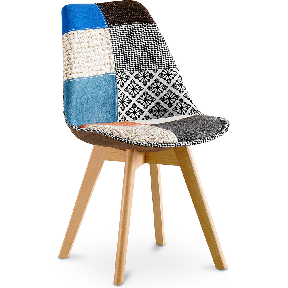  Buy Dining Chair Denisse Upholstered Scandi Design Wooden Legs Premium New Edition - Patchwork Pixi Multicolour 59973 - in the EU