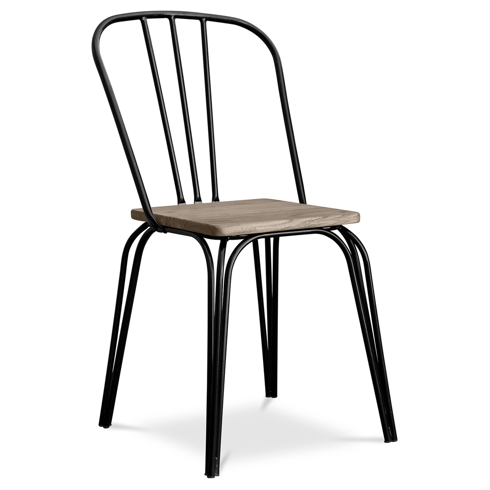  Buy Industrial Style Metal and Light Wood Chair - Lillor Black 59989 - in the EU