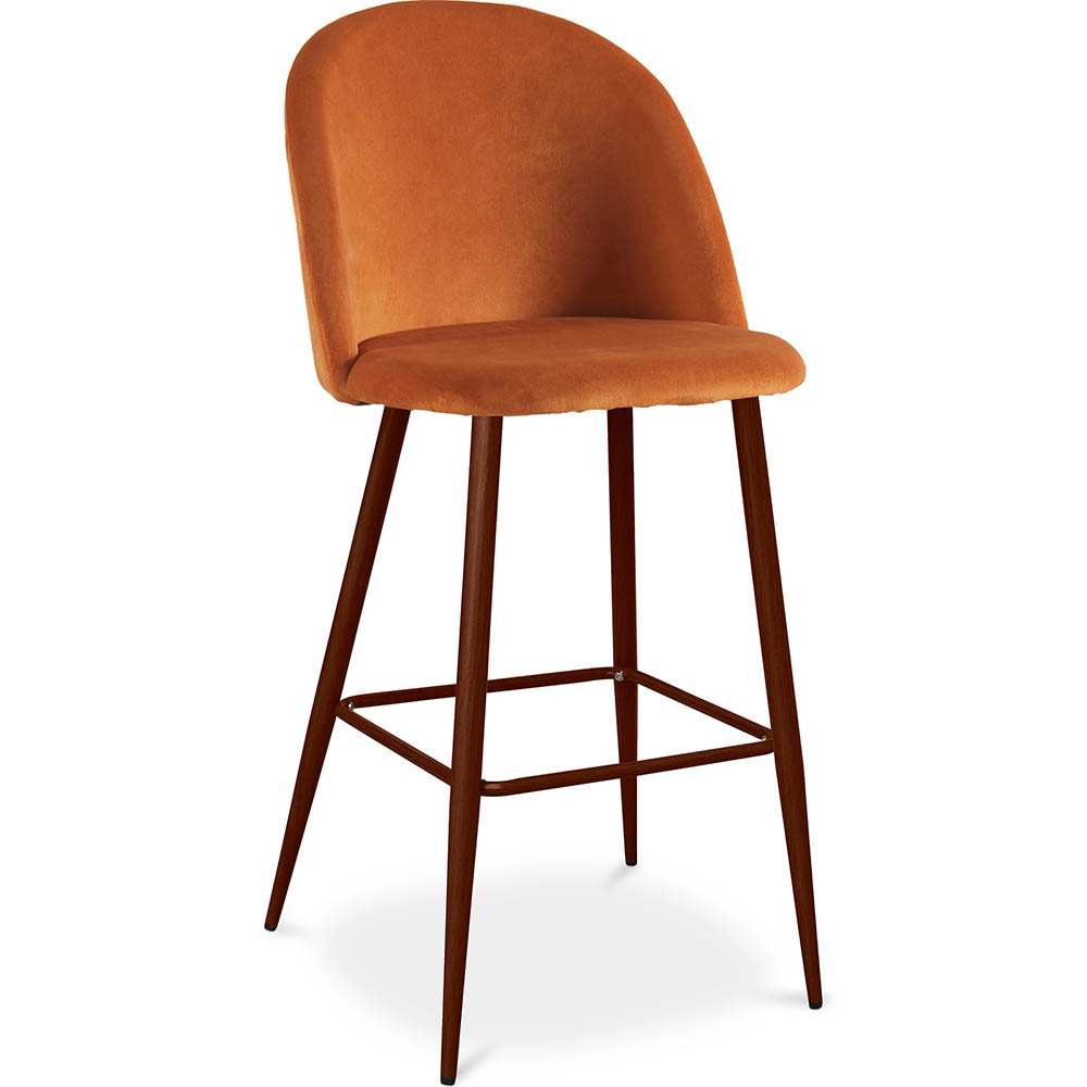  Buy Velvet Upholstered Bar Stool Scandinavian Design with Dark Metal Legs - Evelyne Reddish orange 59993 - in the EU