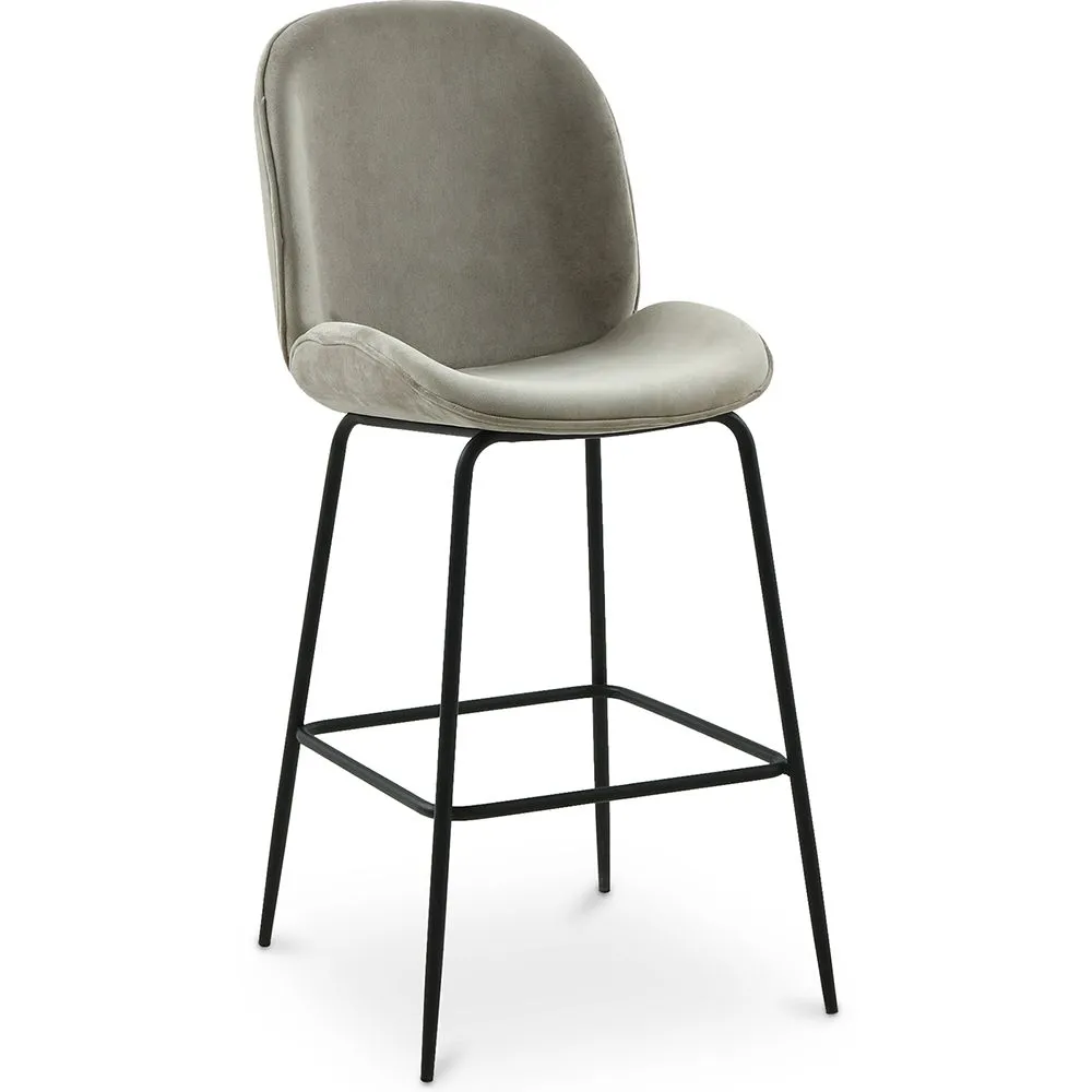Backrest Stool - Velvet Upholstered - Retro Design - Elias image 8