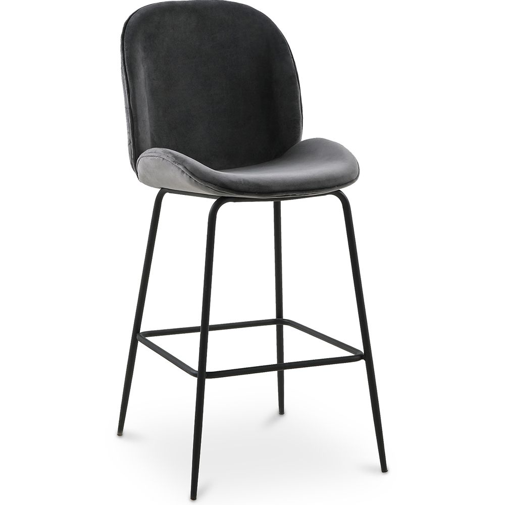 Backrest Stool - Velvet Upholstered - Retro Design - Elias image 8