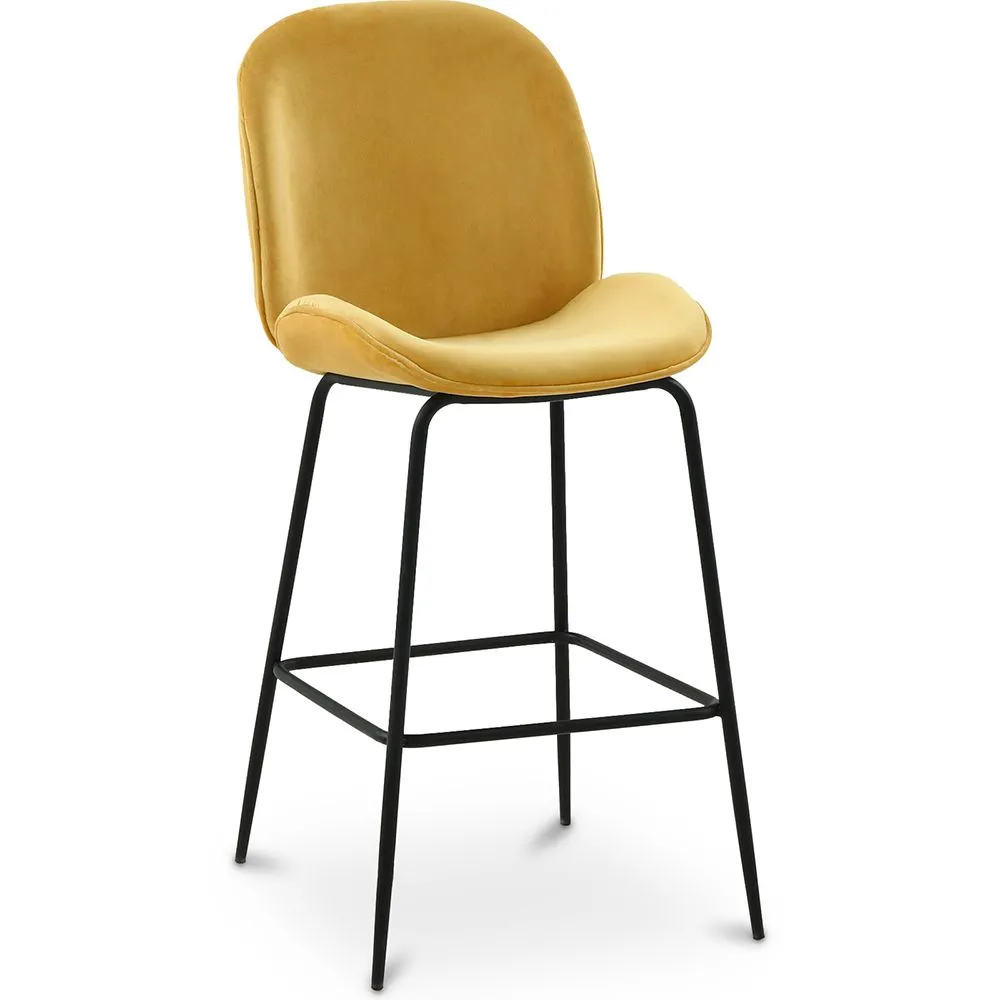 Backrest Stool - Velvet Upholstered - Retro Design - Elias image 8
