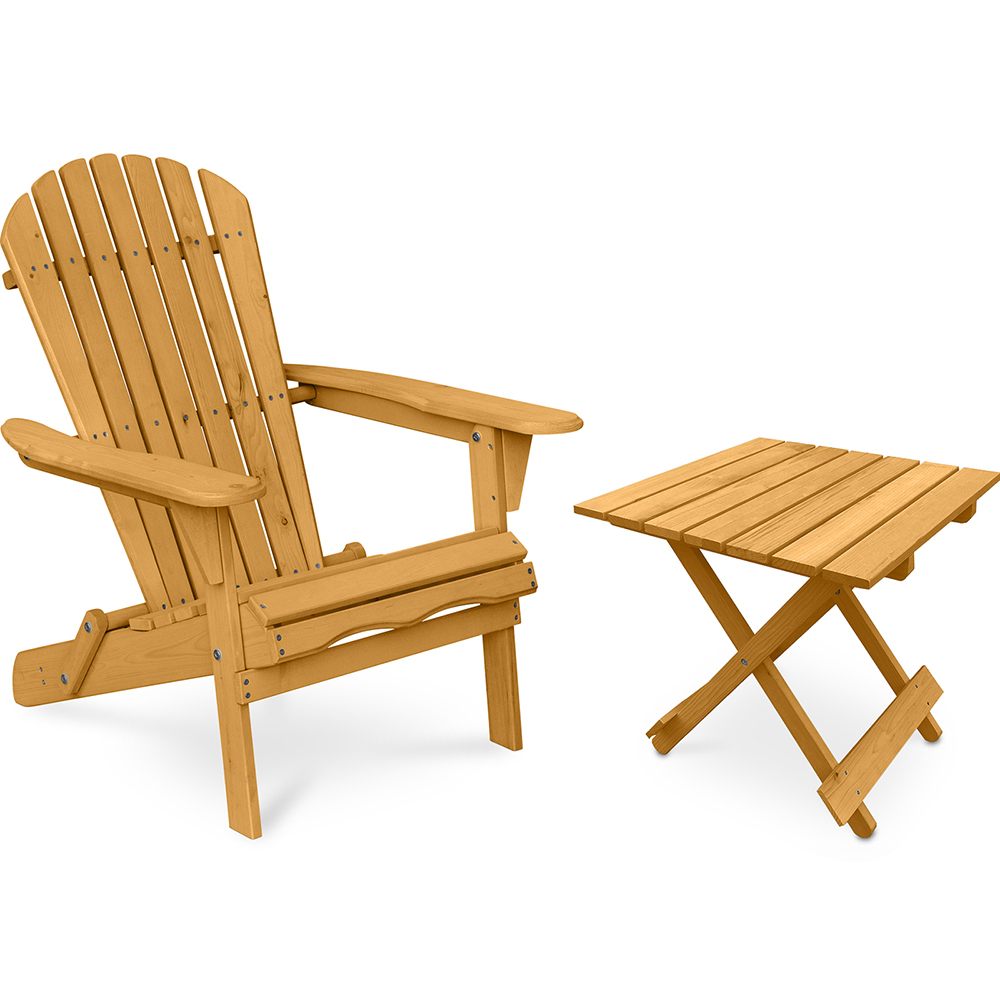  Buy Garden Chair + Table Adirondack Wood Outdoor Furniture Set - Alana Natural wood 60008 - in the EU