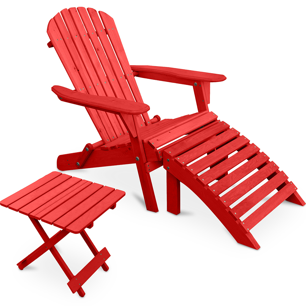  Buy Outdoor Chair with Footstool and Outdoor & Garden Table - Wood - Alana Red 60010 - in the EU