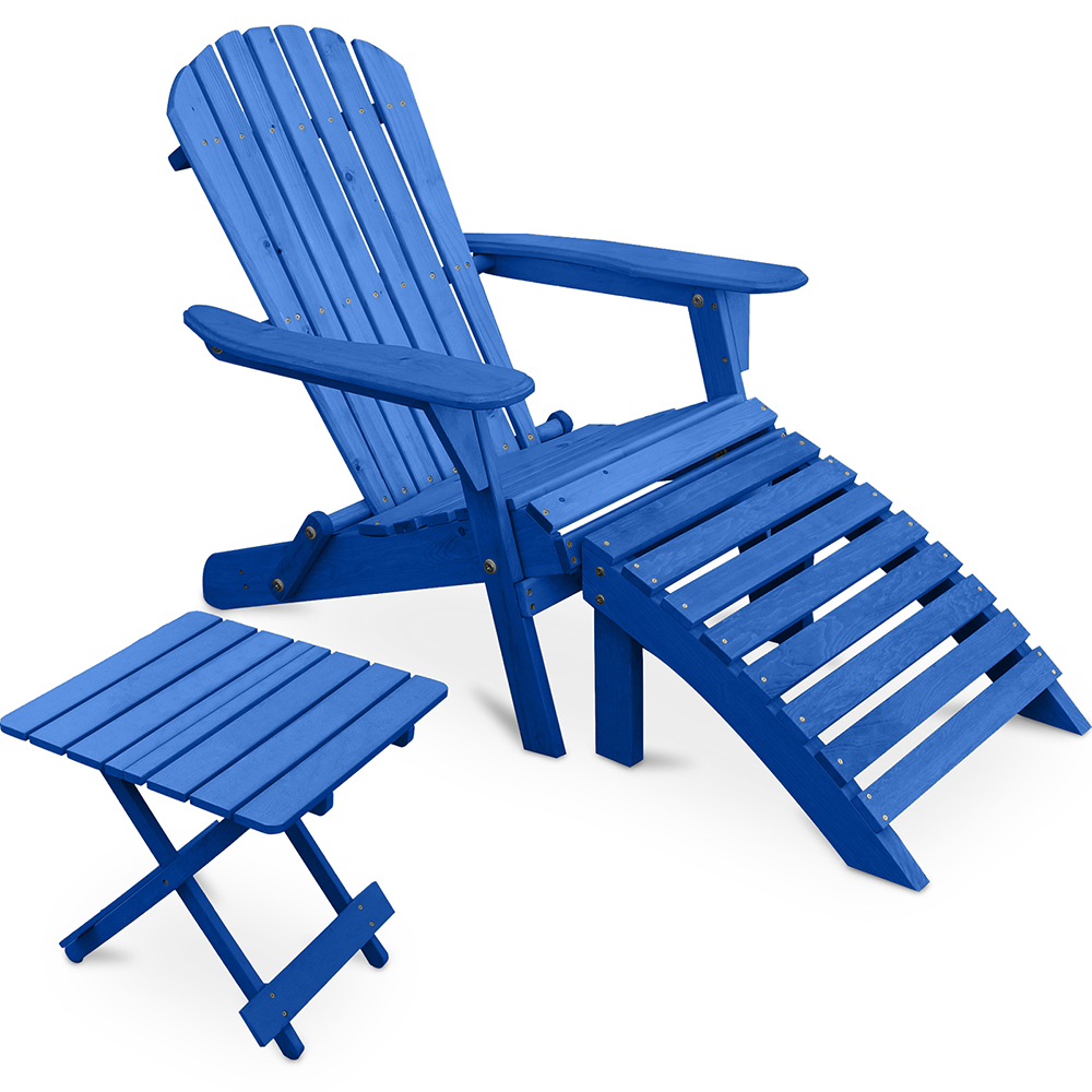  Buy Outdoor Chair with Footstool and Outdoor & Garden Table - Wood - Alana Blue 60010 - in the EU