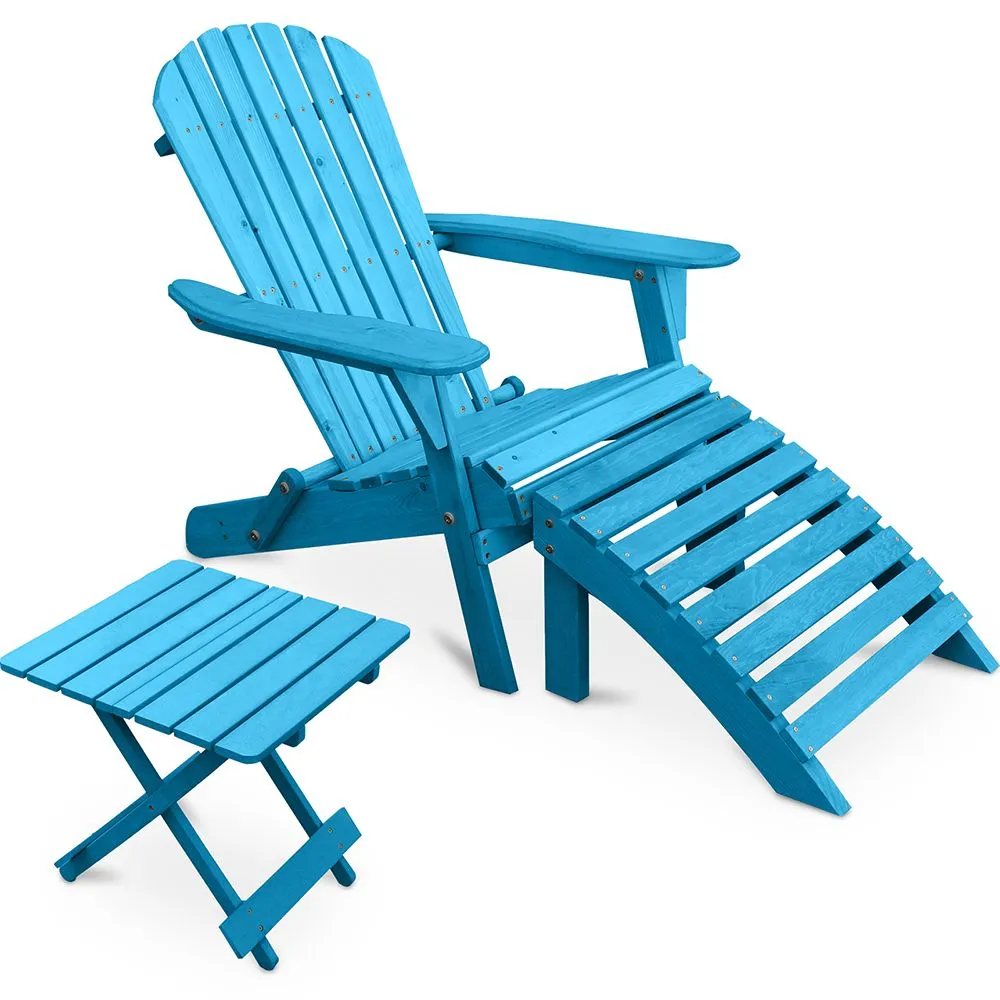 Outdoor Chair with Footstool and Outdoor & Garden Table - Wood - Alana image 8
