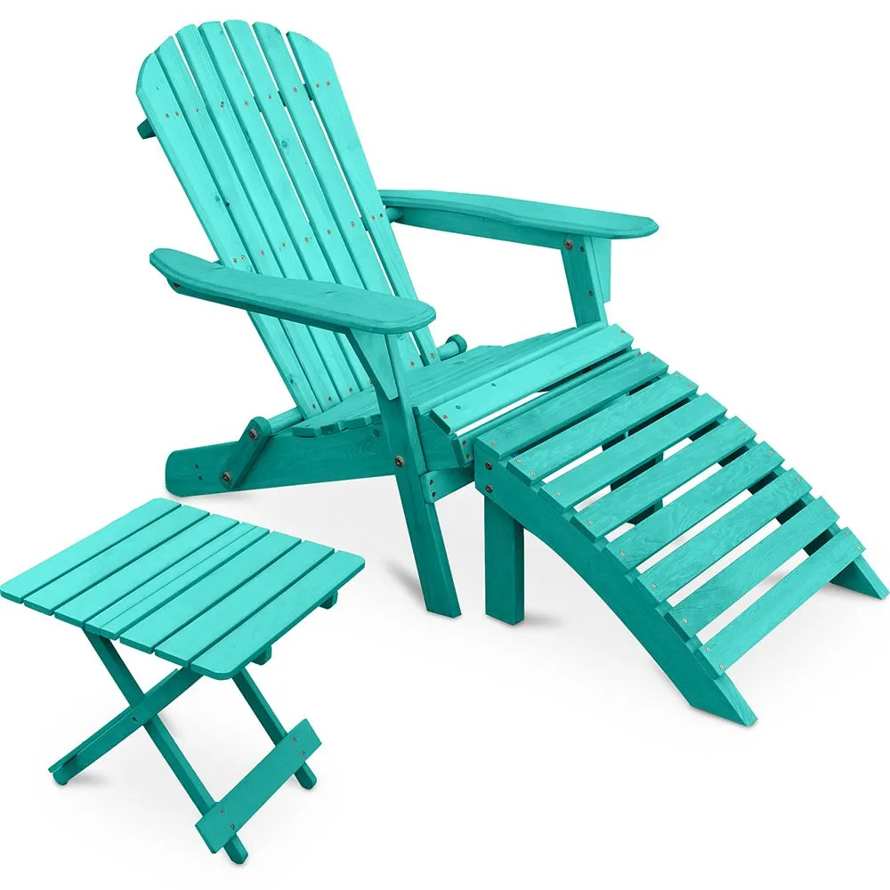 Outdoor Chair with Footstool and Outdoor & Garden Table - Wood - Alana image 8
