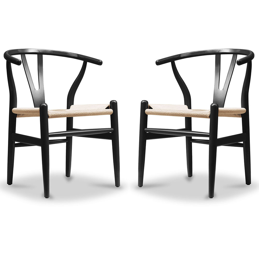  Buy Pack of 2 Wooden Dining Chairs - Scandinavian Style - Wish Black 60062 - in the EU