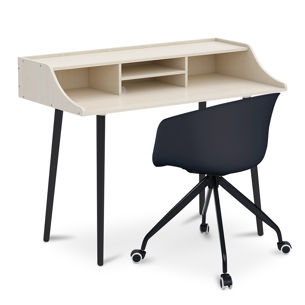  Buy Wooden Desk - Scandinavian Design - Torkel + Designer Office Chair - Joan Black 60066 - in the EU