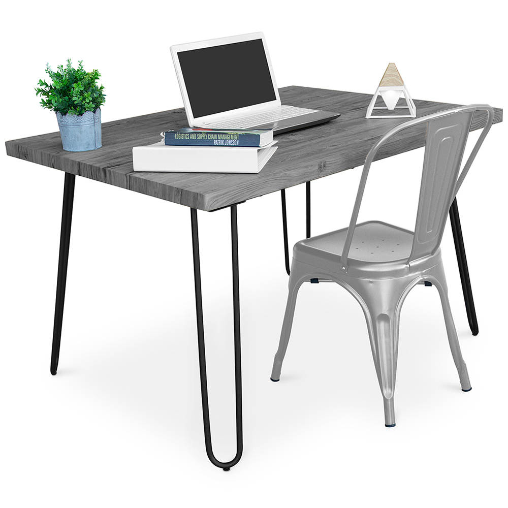  Buy Desk Set - Industrial Design 120cm - Hairpin + Dining Chair - Stylix Silver 60069 - in the EU