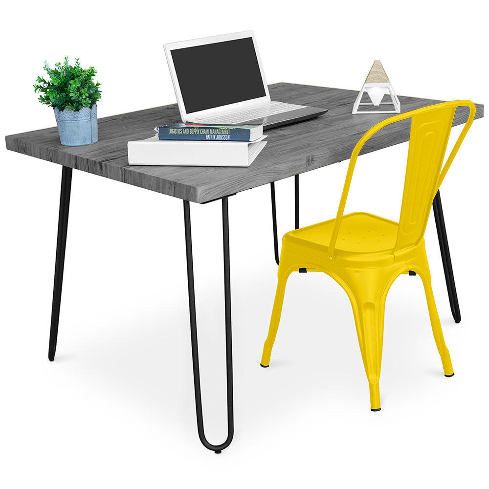  Buy Desk Set - Industrial Design 120cm - Hairpin + Dining Chair - Stylix Yellow 60069 - in the EU