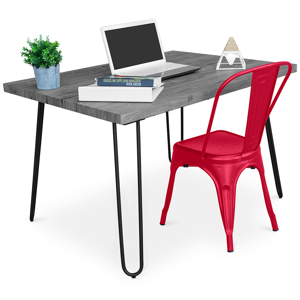  Buy Desk Set - Industrial Design 120cm - Hairpin + Dining Chair - Stylix Red 60069 - in the EU