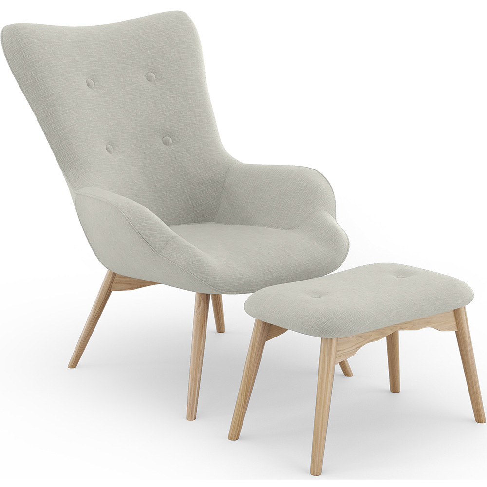  Buy  Armchair with Footrest - Upholstered in Linen - Huda Beige 60084 - in the EU