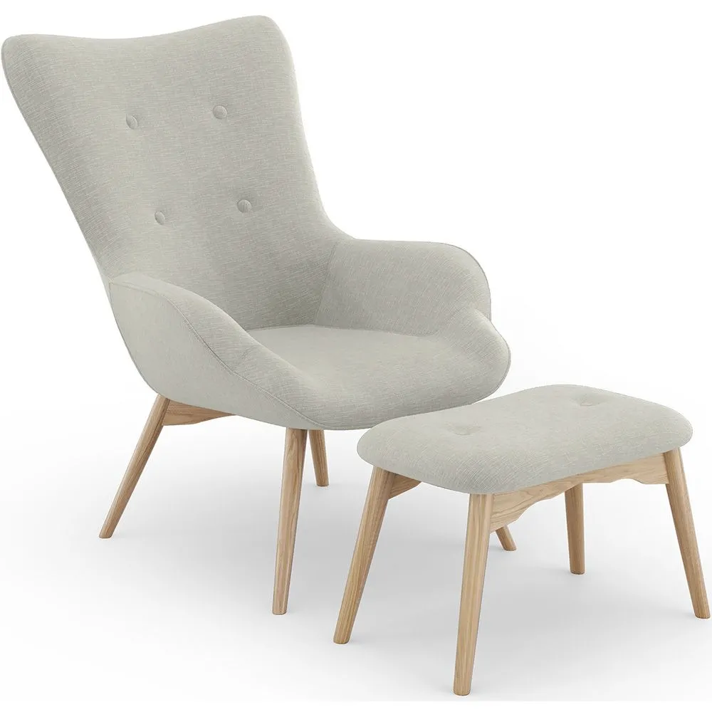  Armchair with Footrest - Upholstered in Linen - Huda image 8