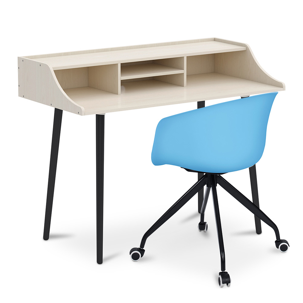  Buy Wooden Desk - Scandinavian Design - Torkel + Designer Office Chair - Joan Blue 60066 - in the EU