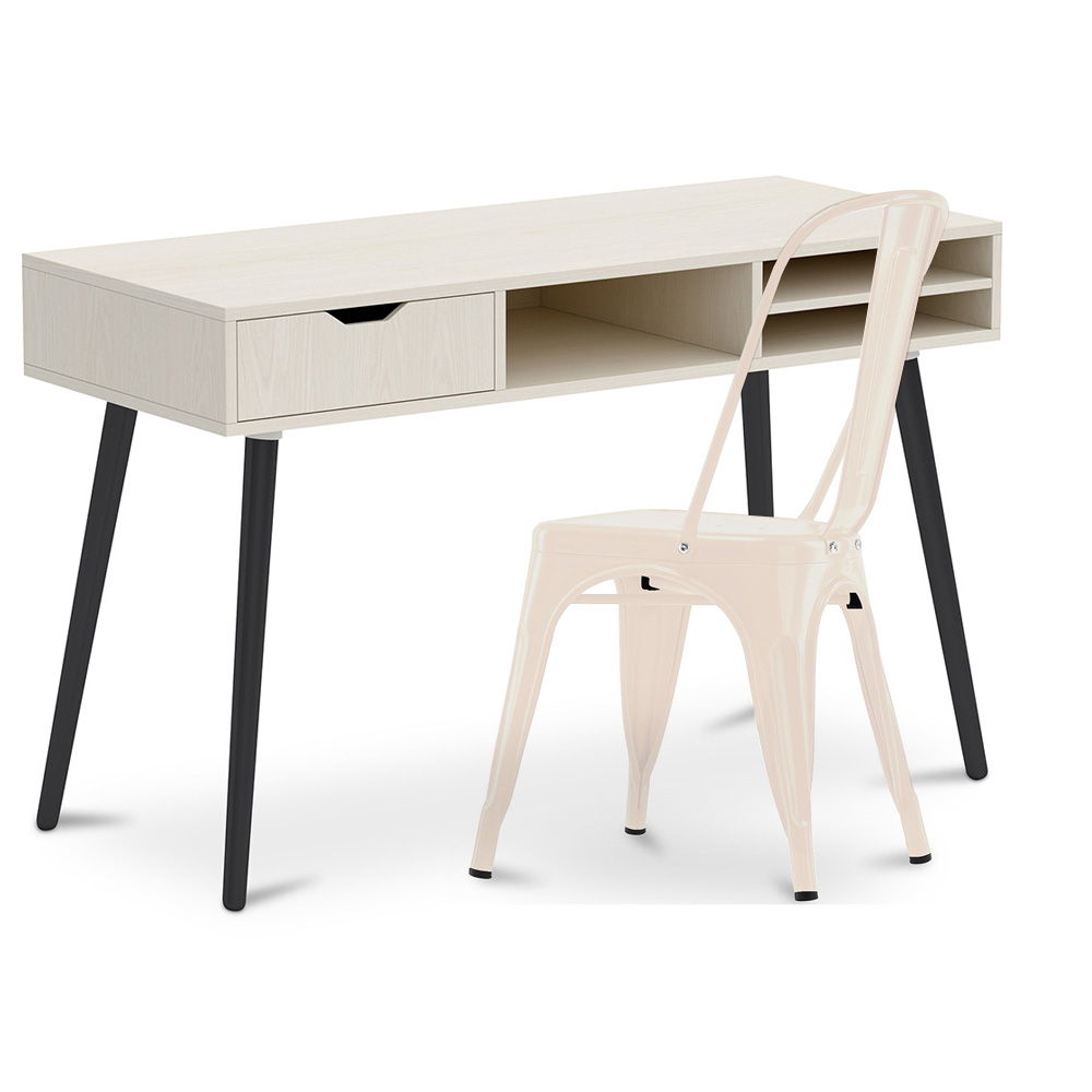  Buy Wooden Desk - Scandinavian Design - Beckett + Dining Chair - Stylix Cream 60065 - in the EU