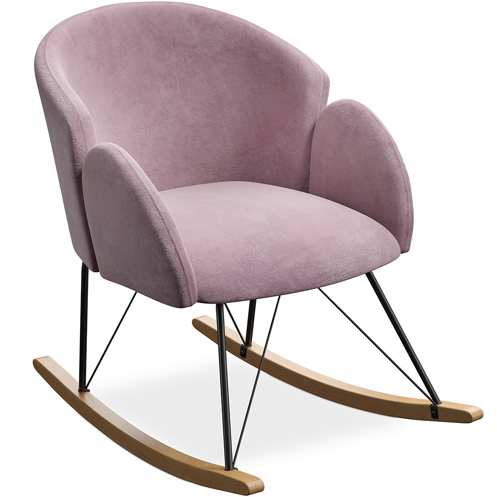  Buy Rocking Chair with Armrests - Upholstered in Velvet - Freia Light Pink 60082 - in the EU