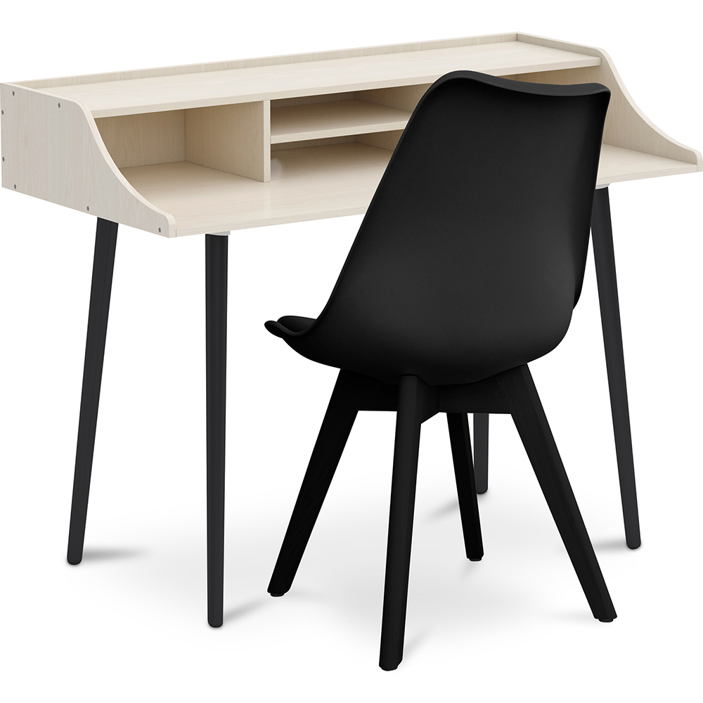  Buy Wooden Desk Set - Scandinavian Design - Torkel + Dining Chair - Scandinavian Design - Denisse Black 60116 - in the EU