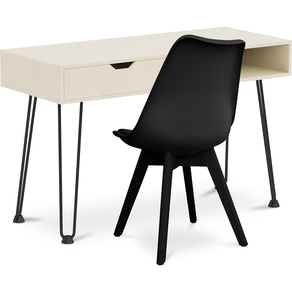  Buy Wooden Desk Set - Scandinavian Design - Andor + Dining Chair - Scandinavian Design - Denisse Black 60117 - in the EU