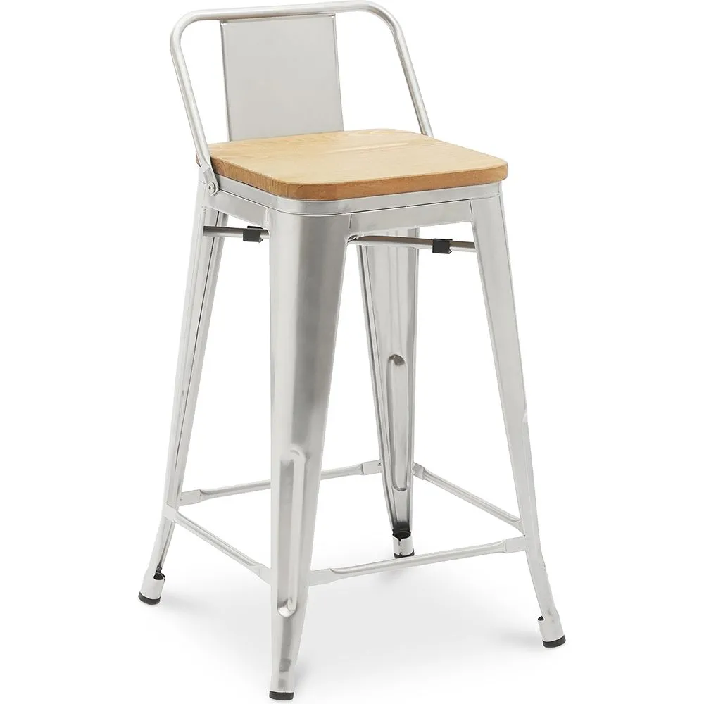 Bar Stool with Backrest - Industrial Design - Wood & Steel - 60cm - New Edition - Stylix image 8