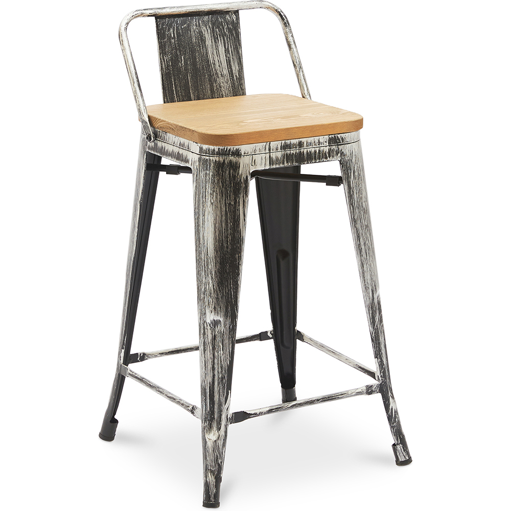  Buy Bar Stool with Backrest - Industrial Design - Wood & Steel - 60cm - New Edition - Stylix Industriel 60125 - in the EU
