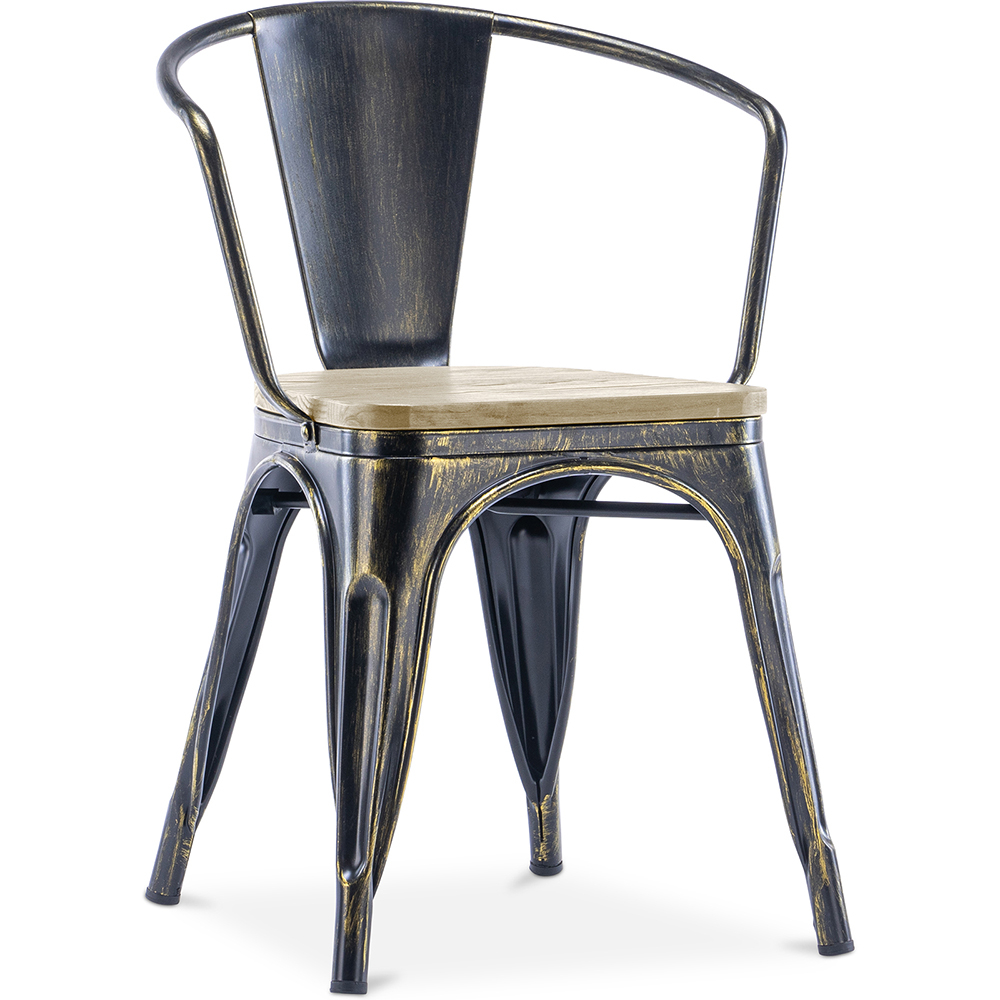  Buy Dining Chair with Armrests - Industrial Design - Wood and Steel - New Edition - Stylix Metallic bronze 60143 - in the EU