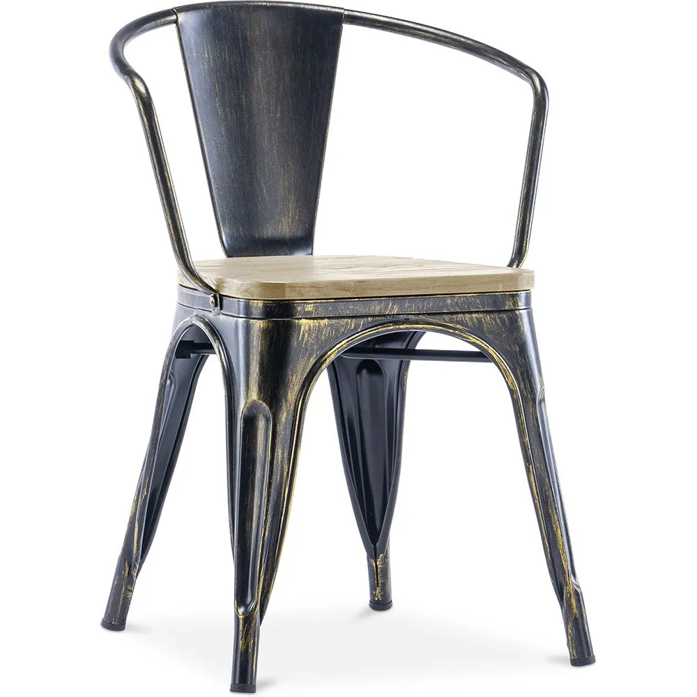 Dining Chair with Armrests - Industrial Design - Wood and Steel - New Edition - Stylix image 8