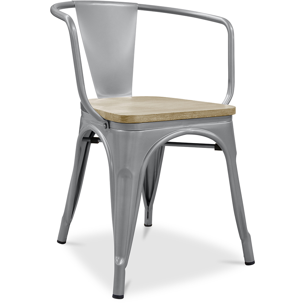  Buy Dining Chair with Armrests - Industrial Design - Wood and Steel - New Edition - Stylix Light grey 60143 - in the EU