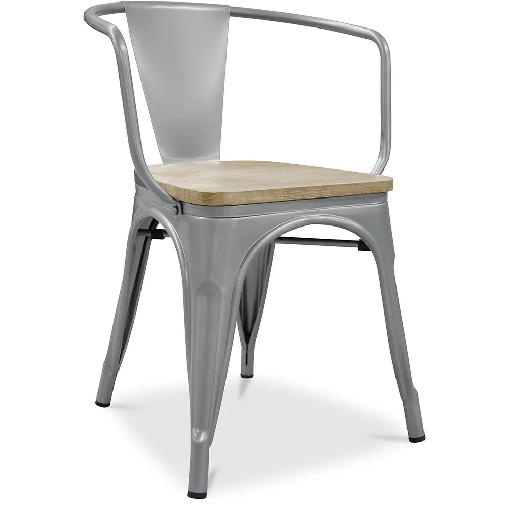 Dining Chair with Armrests - Industrial Design - Wood and Steel - New Edition - Stylix image 8