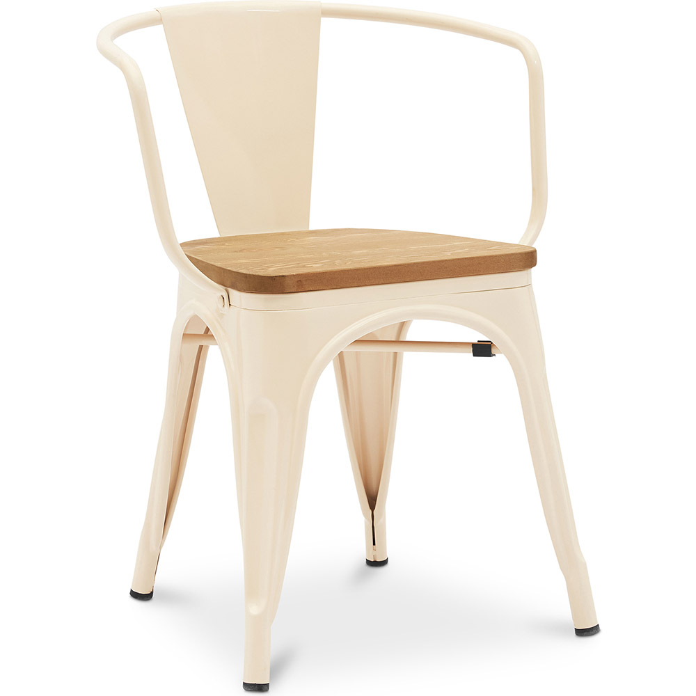  Buy Dining Chair with Armrests - Industrial Design - Wood and Steel - New Edition - Stylix Cream 60143 - in the EU
