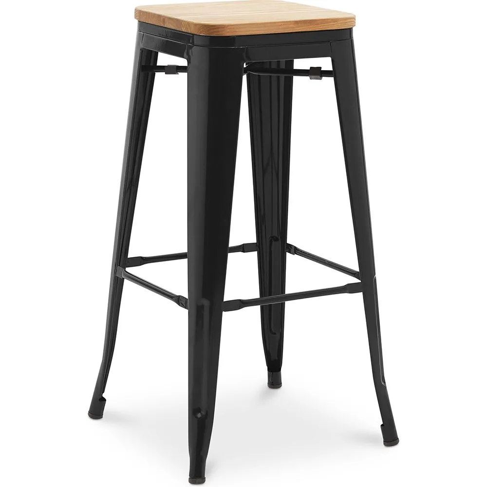 Bar Stool - Industrial Design - Wood & Steel - 76cm - New Edition - Stylix image 8