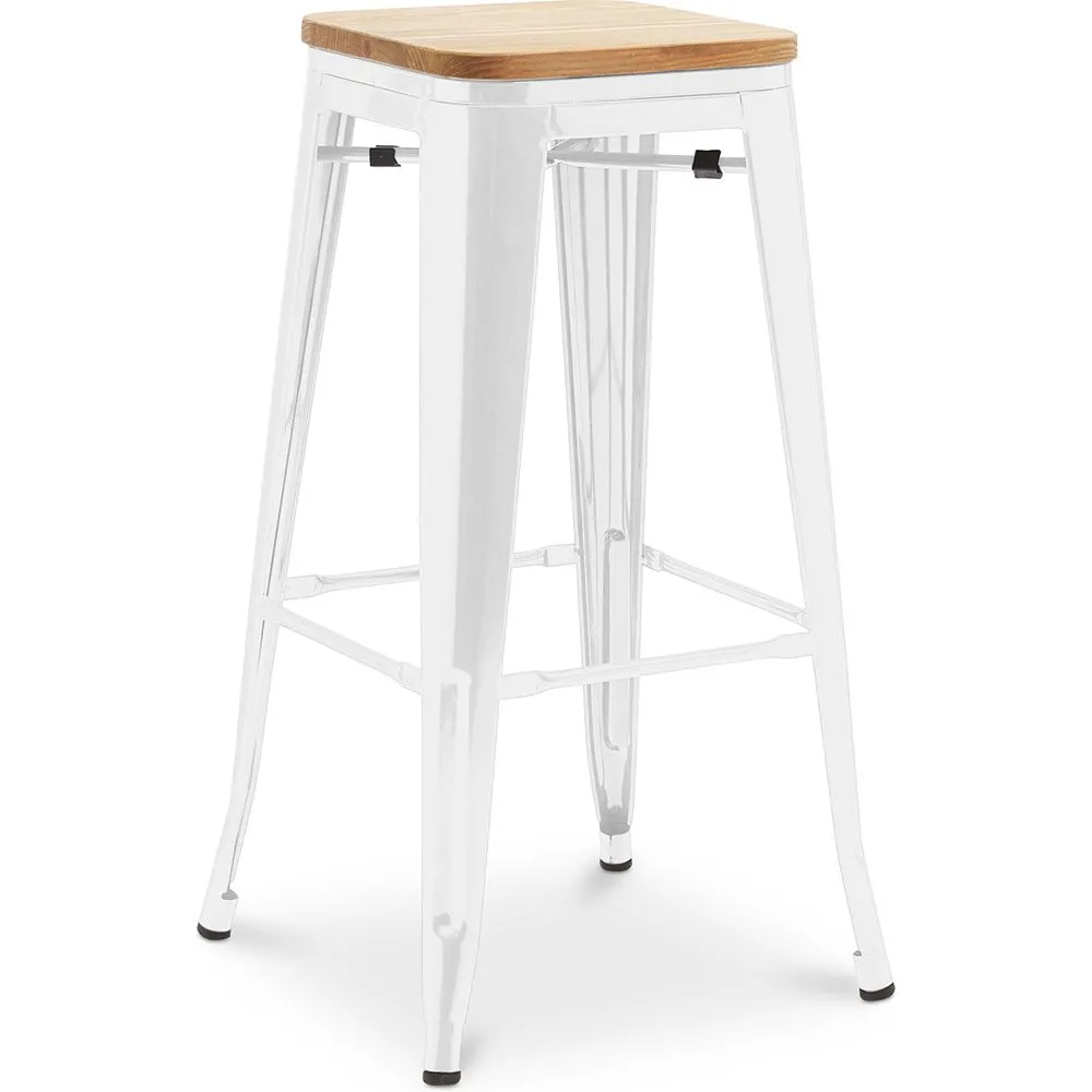 Bar Stool - Industrial Design - Wood & Steel - 76cm - New Edition - Stylix image 8