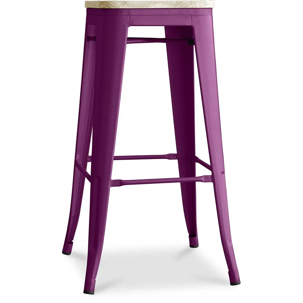 Bar Stool - Industrial Design - Wood & Steel - 76cm - New Edition - Stylix image 8
