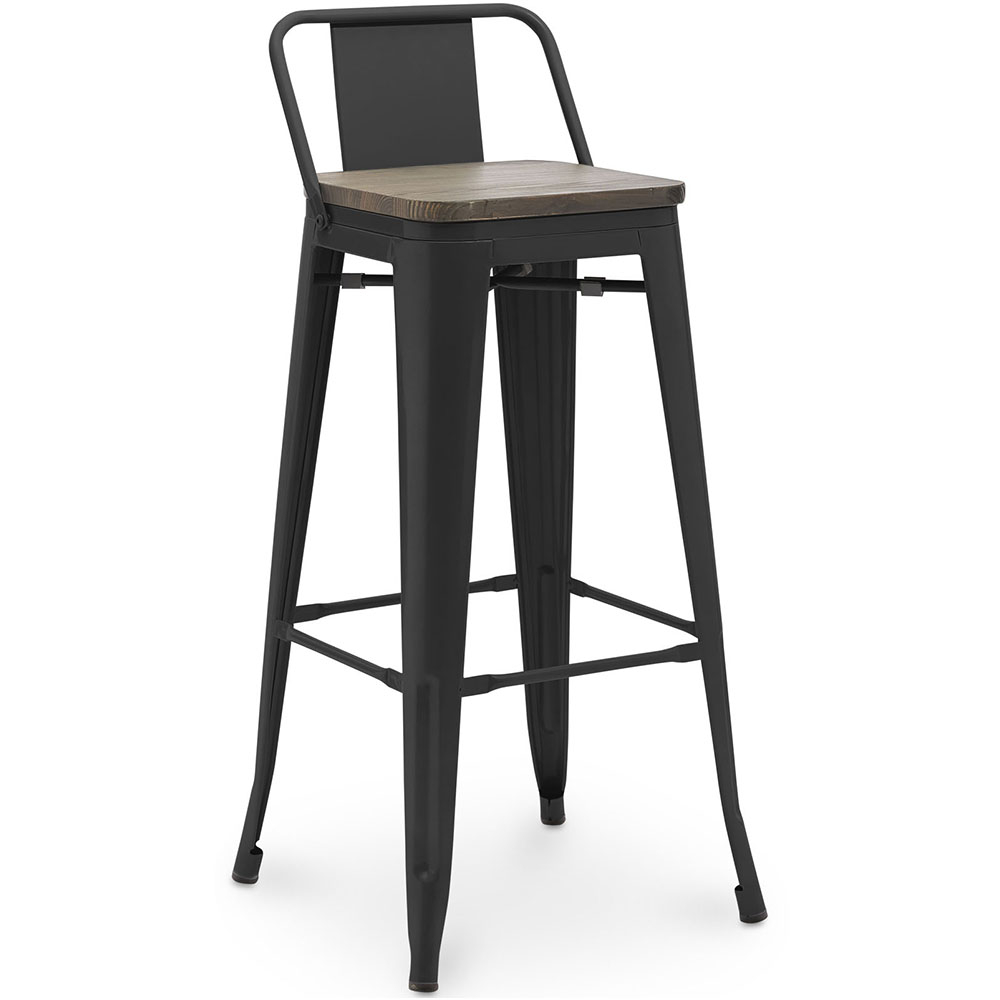  Buy Bar Stool - Industrial Design - Wood and Steel - 76cm - Stylix Black 60150 - in the EU