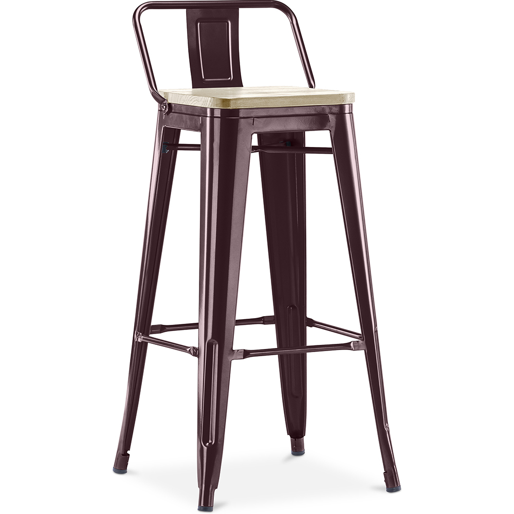  Buy Bar Stool with Backrest - Industrial Design - Wood & Steel - 76cm - New Edition - Stylix Bronze 60152 - in the EU