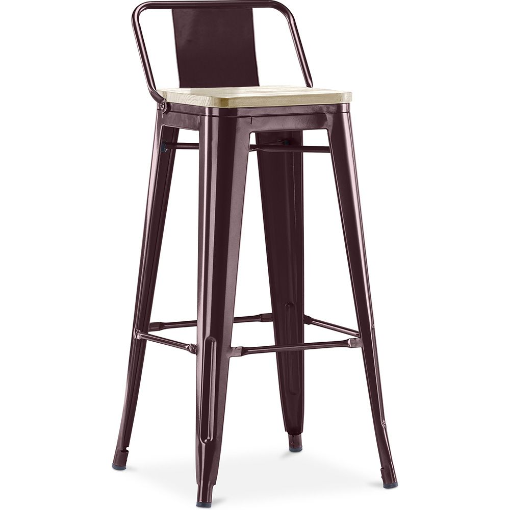 Bar Stool with Backrest - Industrial Design - Wood & Steel - 76cm - New Edition - Stylix image 8