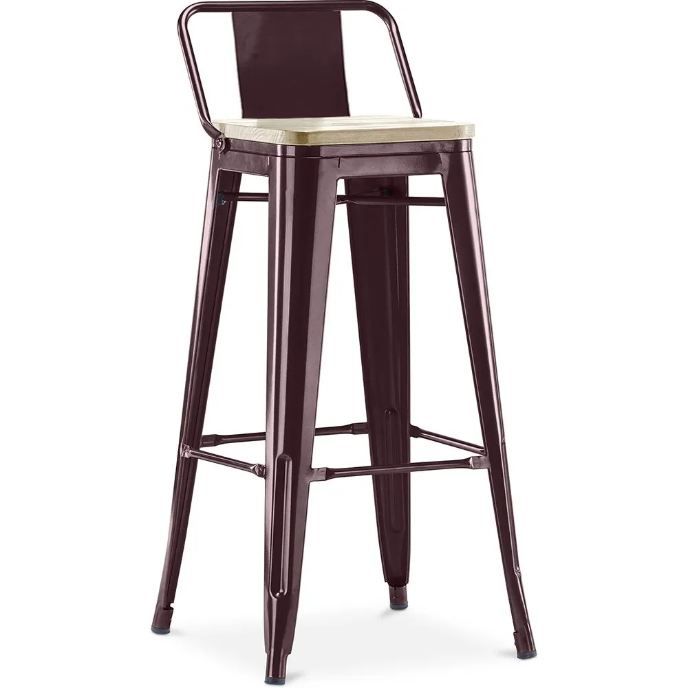 Bar Stool with Backrest - Industrial Design - Wood & Steel - 76cm - New Edition - Stylix image 8