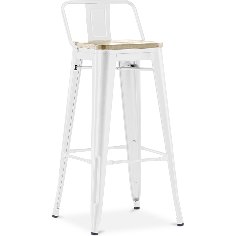  Buy Bar Stool with Backrest - Industrial Design - Wood & Steel - 76cm - New Edition - Stylix White 60152 - in the EU