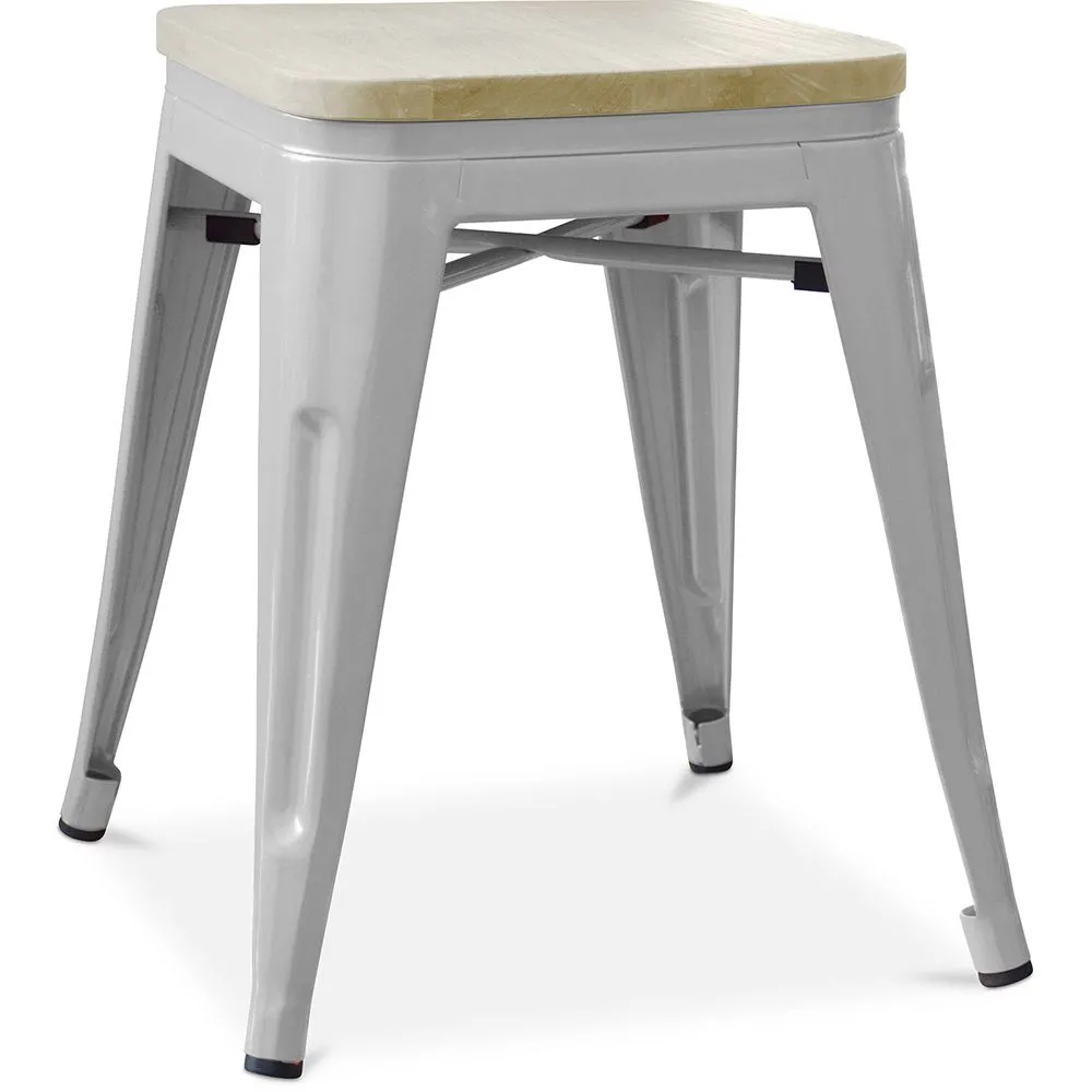 Industrial Design Bar Stool - Wood & Steel - 45cm - New Edition - Stylix image 8