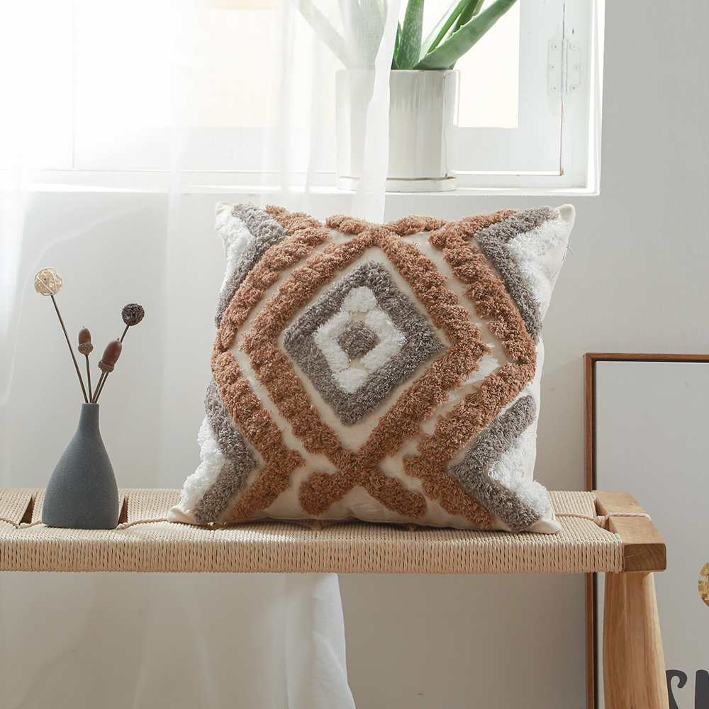  Buy Square Cotton Cushion Boho Bali Style (45x45 cm) cover + filling - Hanaki Brown 60159 - in the EU